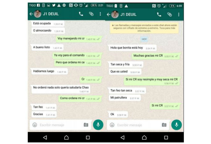 Chats de la patrullera con el coronel Óscar Pinzón