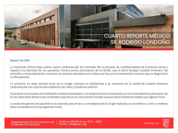 Comunicado de la Clínica Shaio Comunicado de la Clínica Shaio