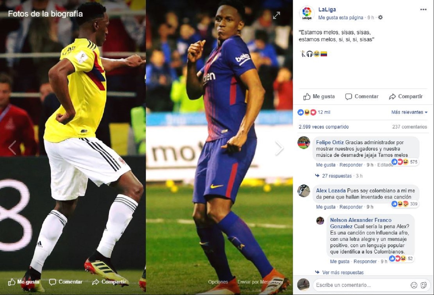 Pantallazo Cuenta Oficial Facebook La Liga