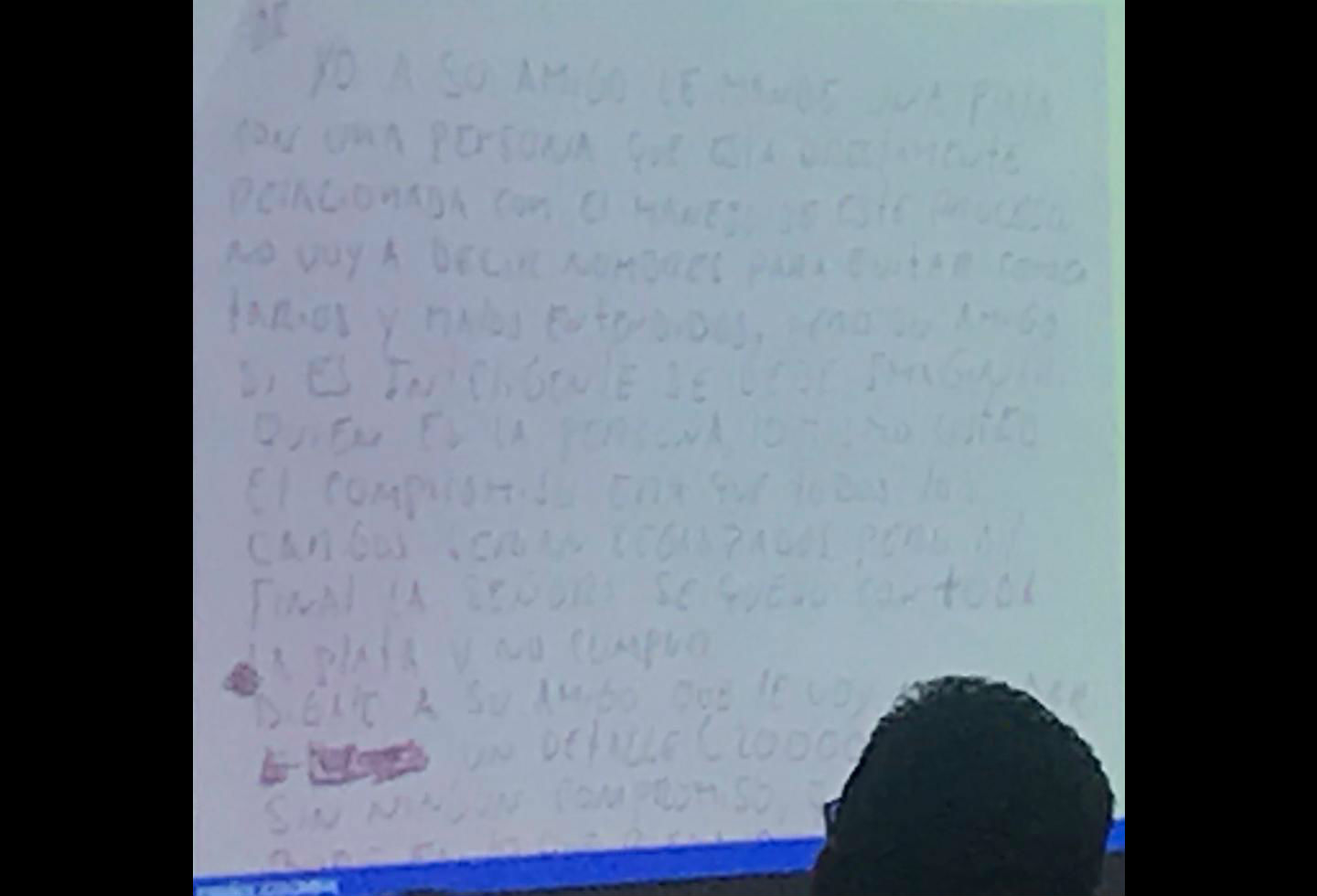 Carta escrita por el exjefe paramilitar alias ‘El Mellizo'.