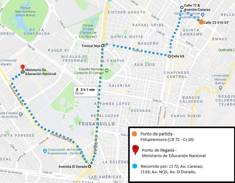 Recorrido de Fecode en Bogotá