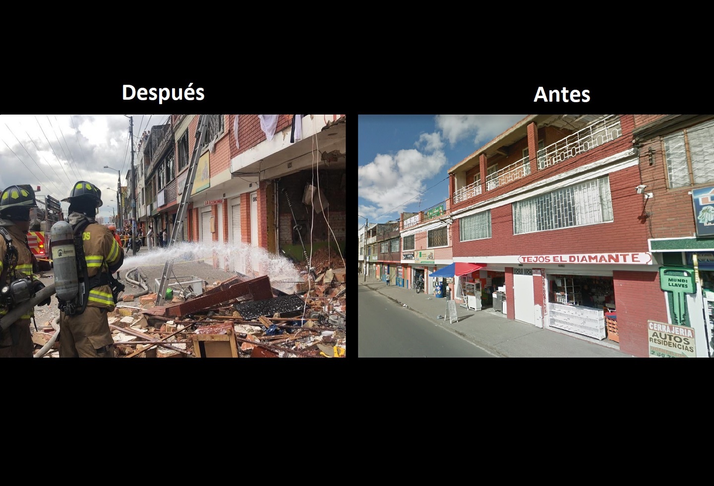 Antes y después de la explosión del barrio La Estrada