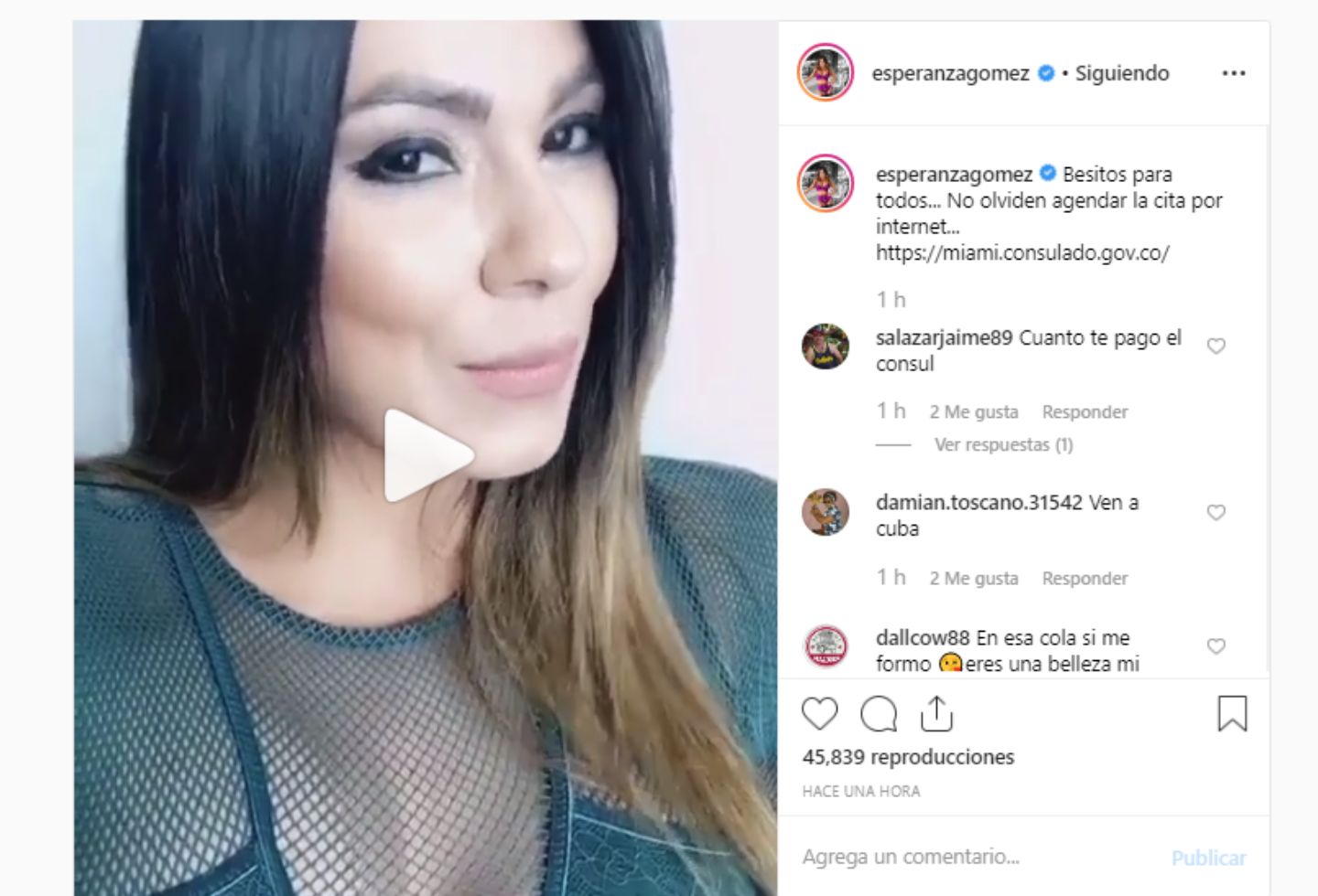 El mensaje de Esperanza Gómez.