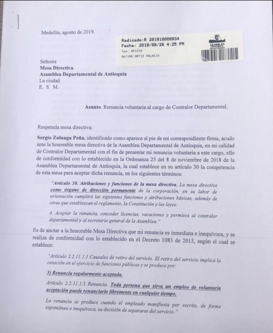 carta renuncia