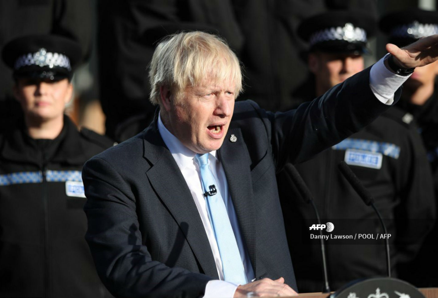 Boris Johnson en discurso en una academia de policía en Yorkshire