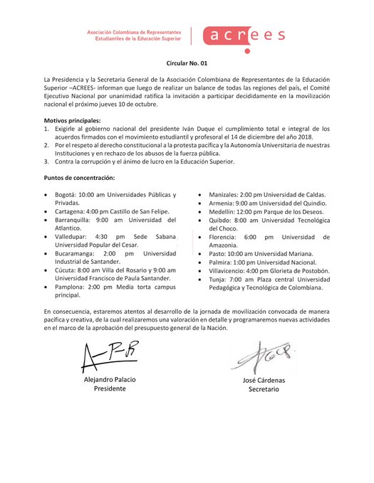 Puntos de concentración en el país