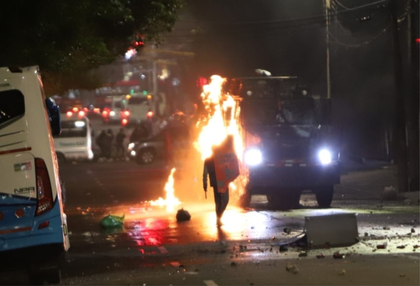 Protestas cerca de la Universidad Pedagógica