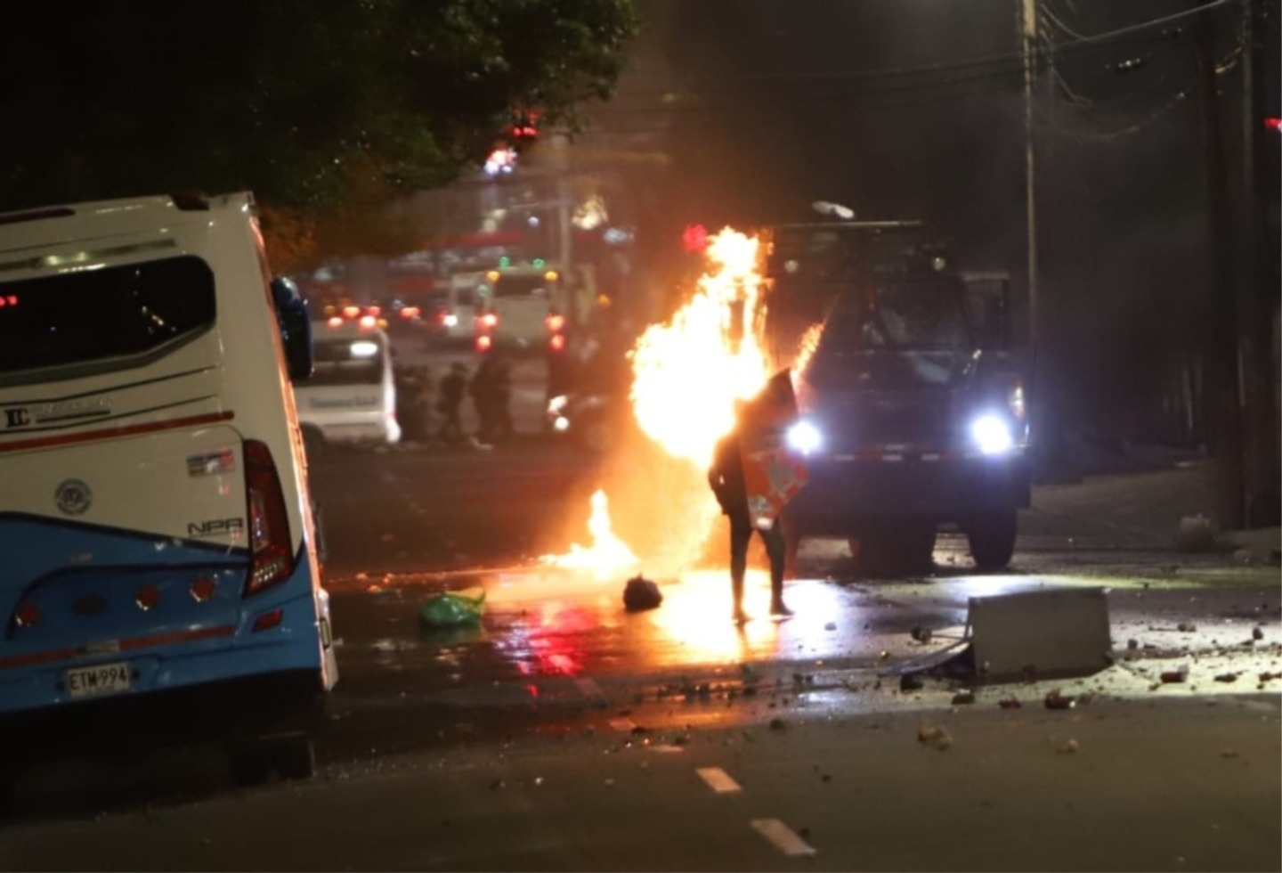 Protestas cerca de la Universidad Pedagógica