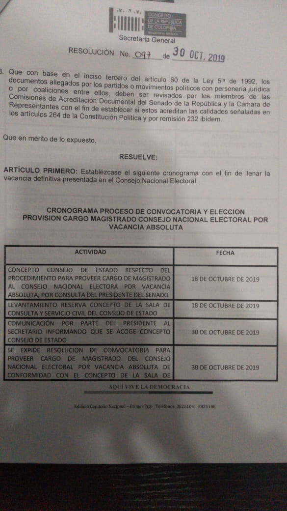 Resolución elección magistrado del CNE 01