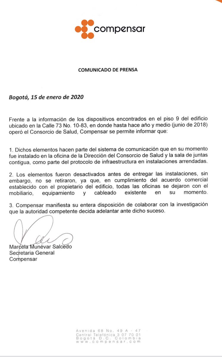 Comunicado de Compensar