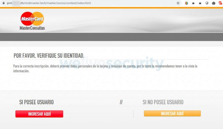 Estafa con suplantación de Master Card