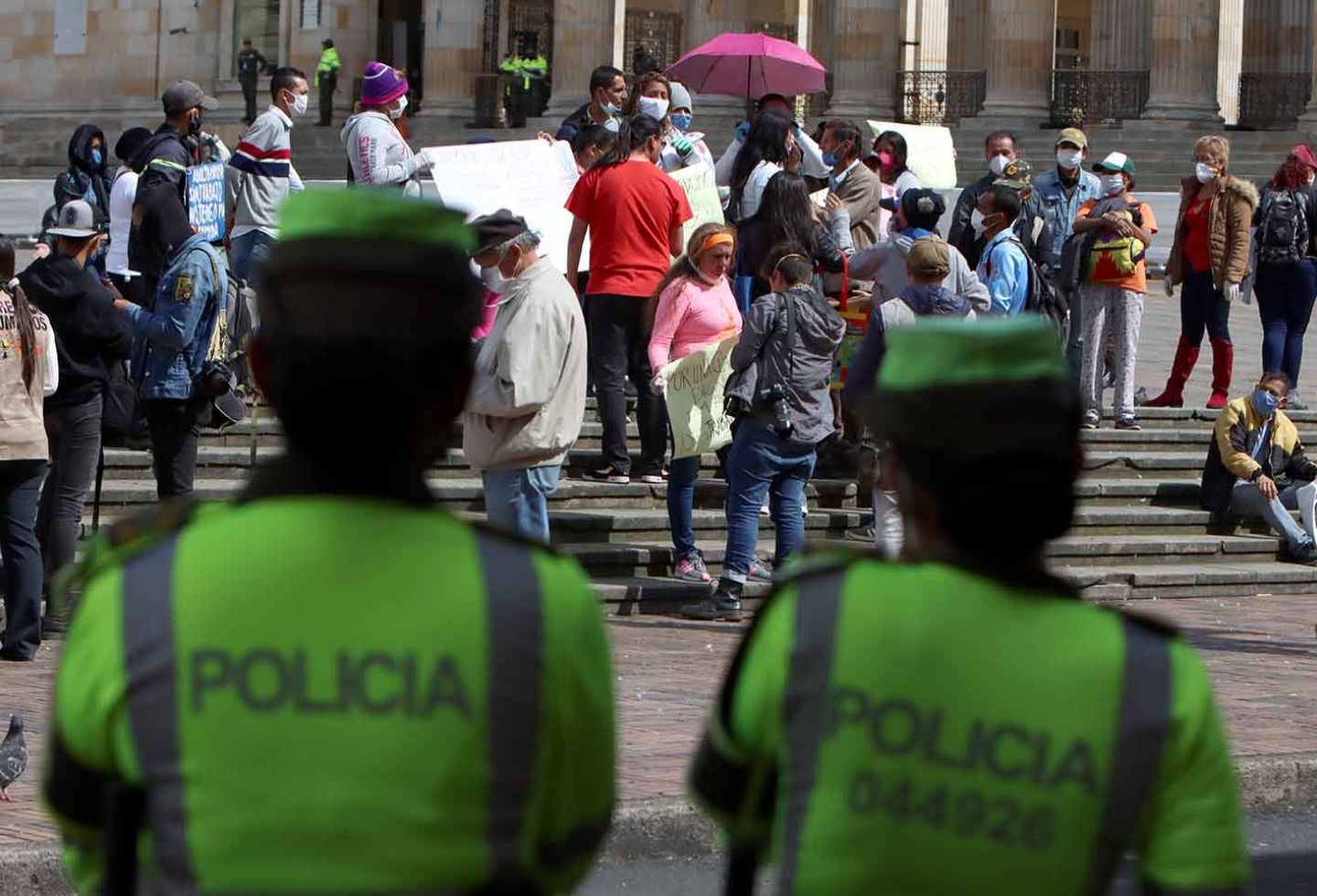 Protesta de trabajadoras sexuales en el centro de Bogotá