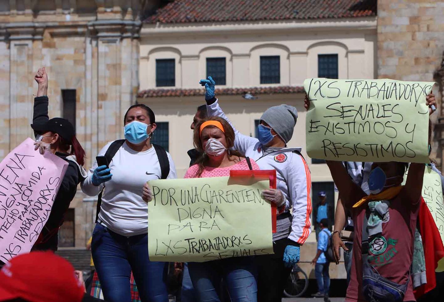Protesta de trabajadoras sexuales en el centro de Bogotá