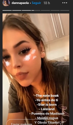 Danna Paola en sus historias de Instagram
