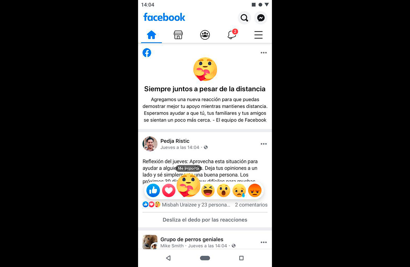 reacción 'me importa' en Facebook