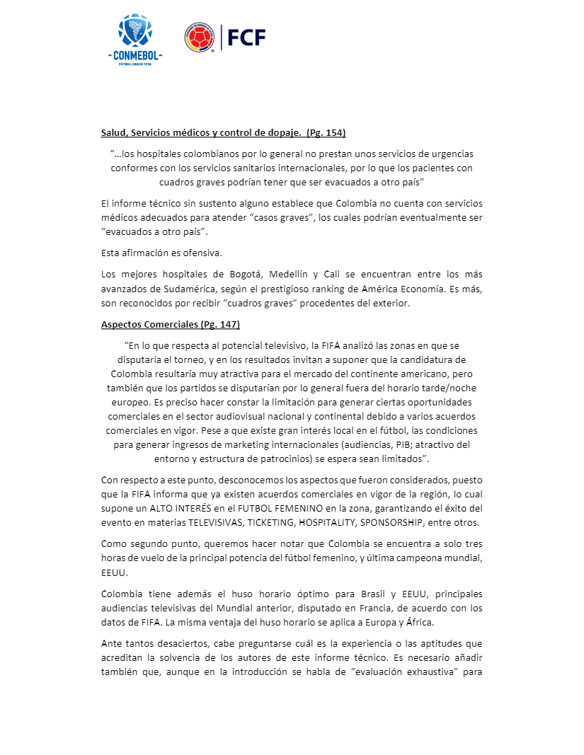 Carta a la Fifa