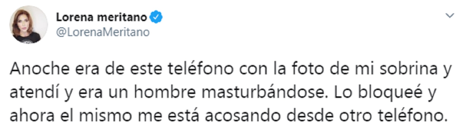 Captura del Twitter de Lorena Meritano