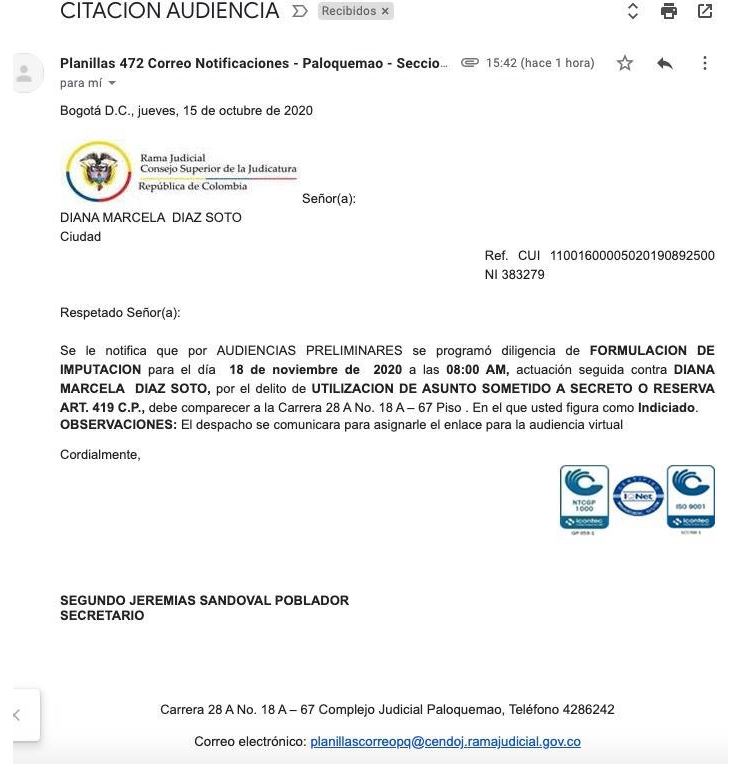 IMPUTACIÓN DE CARGOS