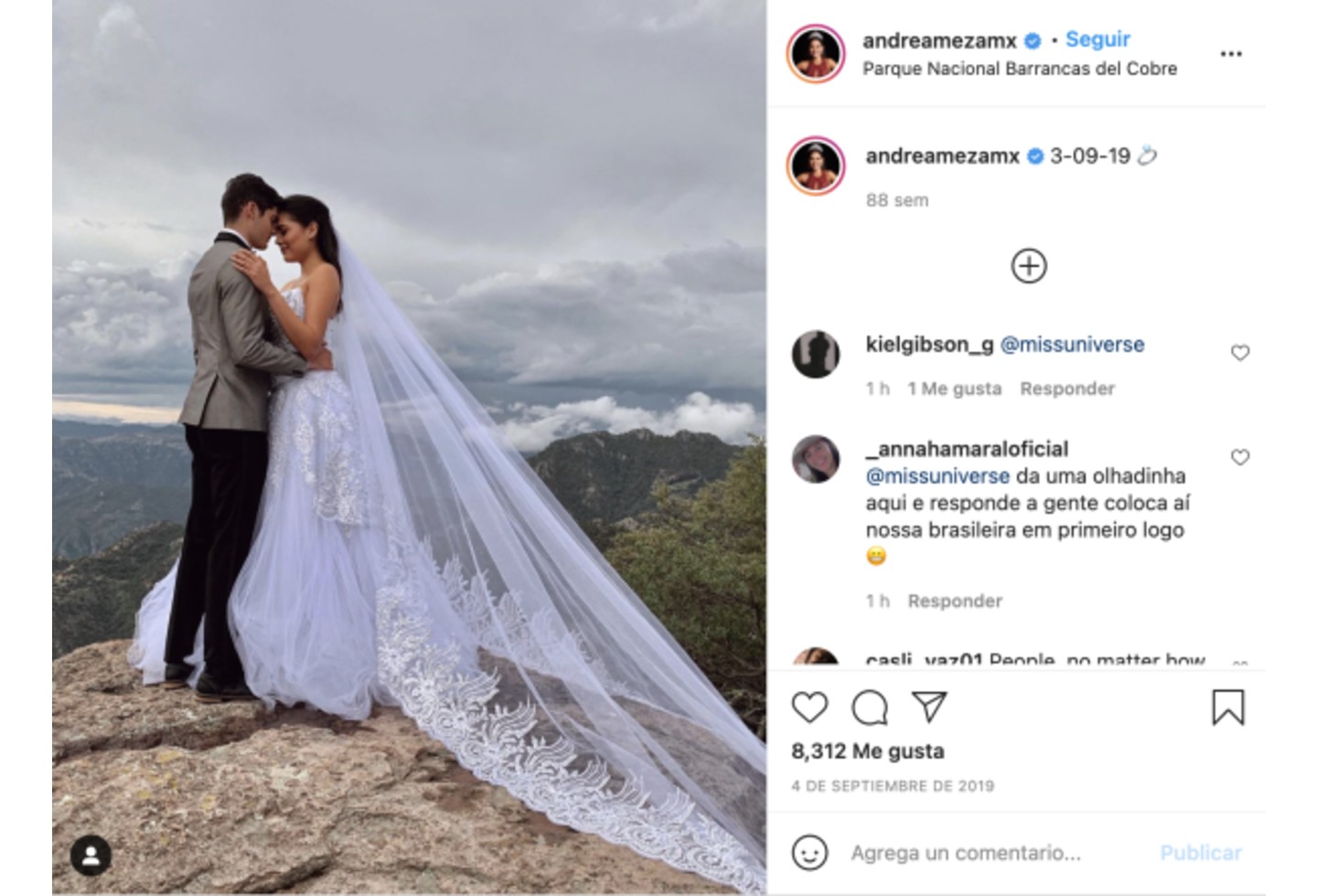 Andrea Meza, Miss Universo 2020, vestida de novia genera polémica.