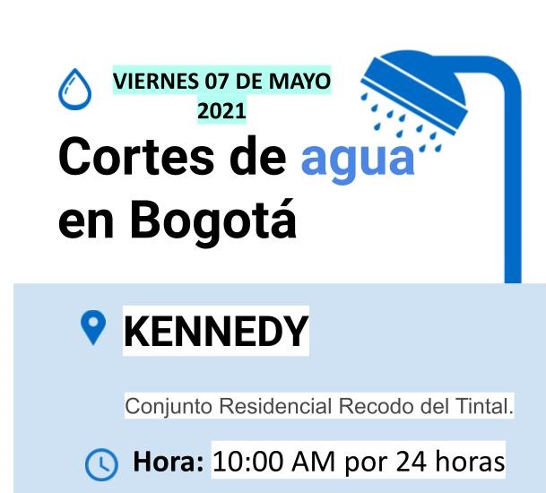 Cortes de agua para el viernes 07 de mayo