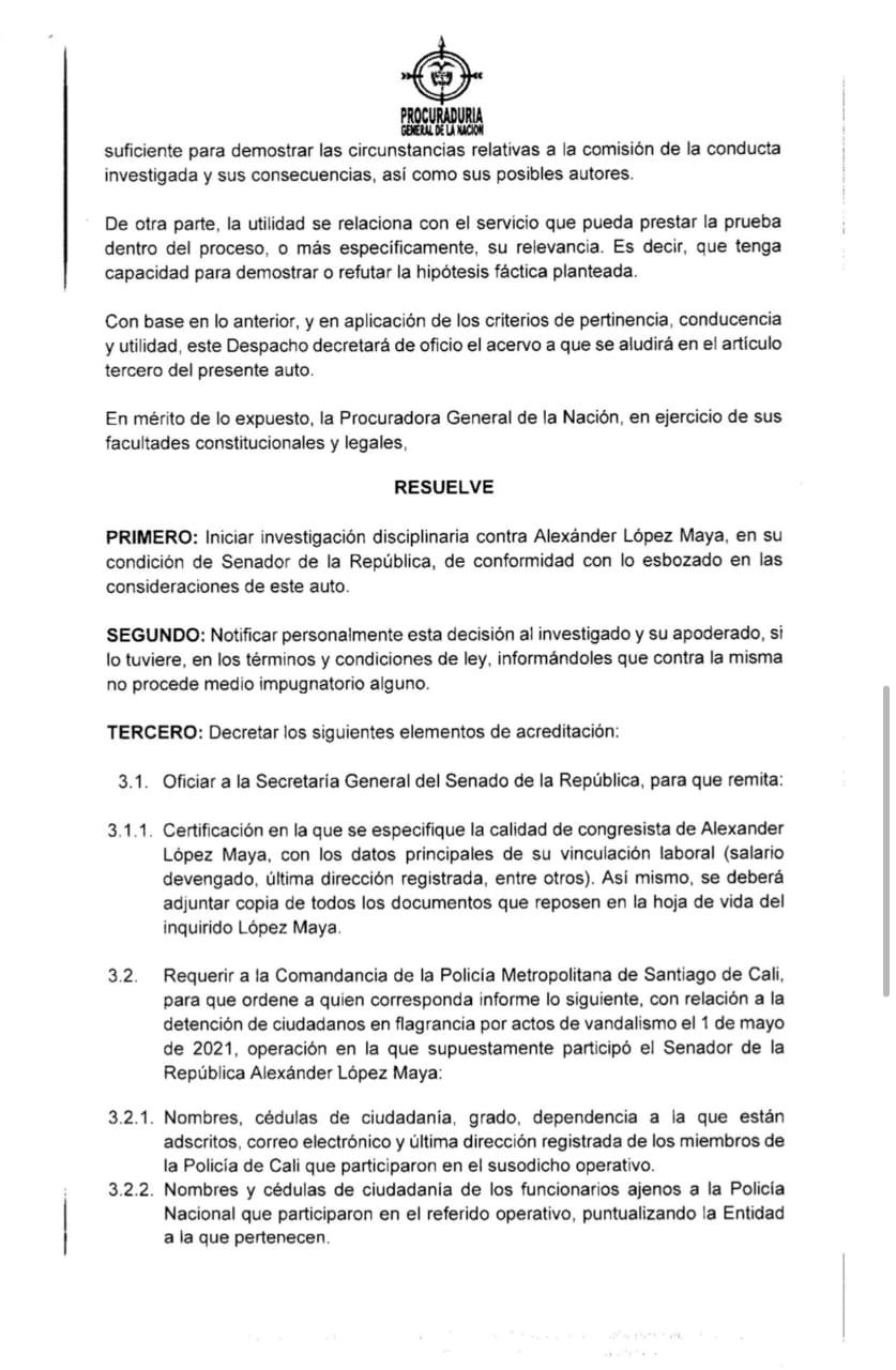 investigación contra el senador Alexander López Maya
