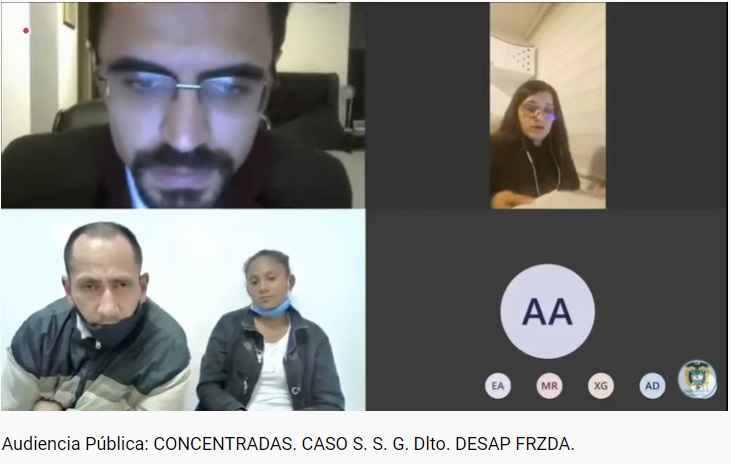 Audiencia de legalización de la reciente captura de Carolina Galván (mamá de Sara Sofía) y de Nilson Díaz, su compañero sentimental.