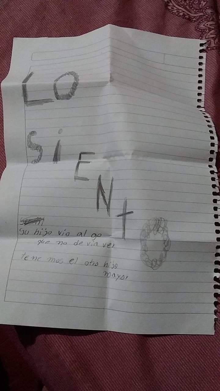 Carta sobre muerte de menor