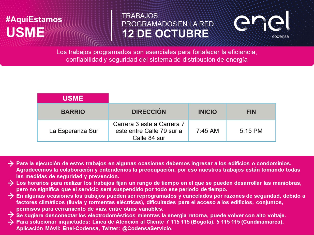 Cortes de luz 12 de octubre