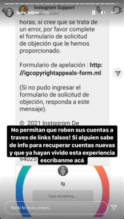 Laura Tobón y la cuenta de su marca robada