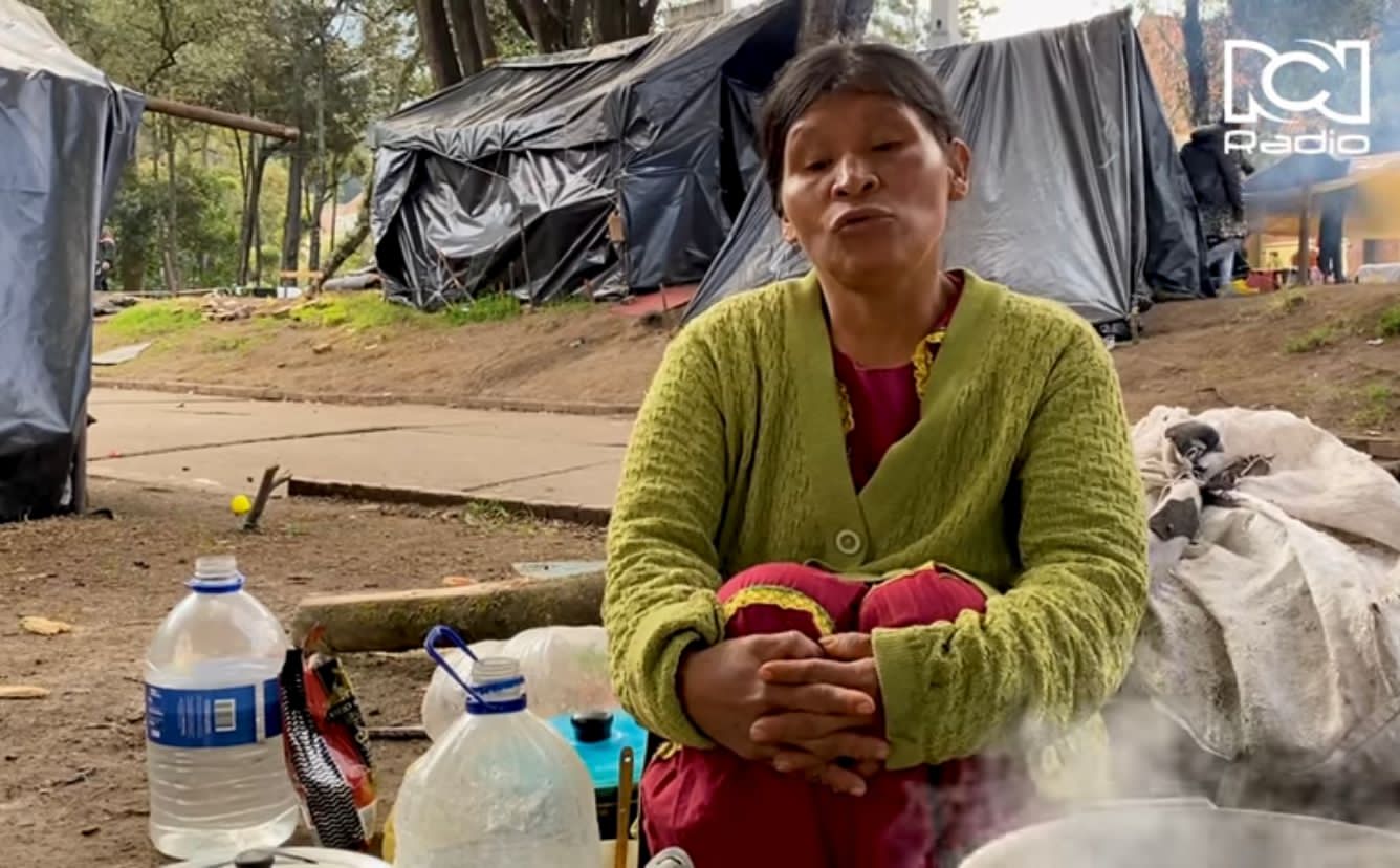 Celmira, mujer indígena embera katío. Parque Nacional, Bogotá.