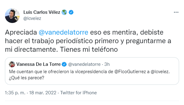 Luis Carlos Vélez, vicepresidente de Federico Gutiérrez Qué dijo Luis Carlos Vélez, vicepresidente de Federico Gutiérrez Qué dijo