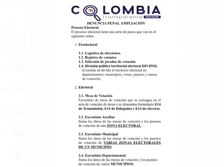 Denuncia sobre presunto fraude en las elecciones al Congreso de iniciativa Colombia Transparente.