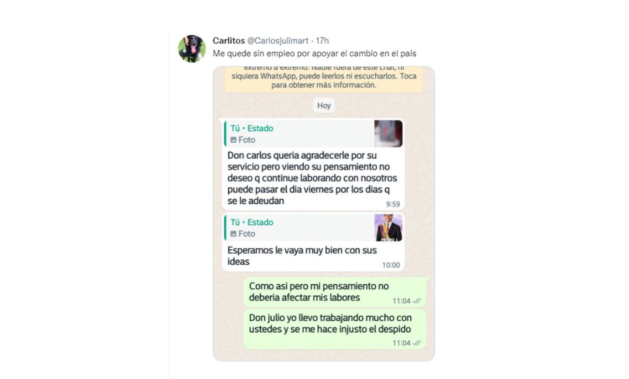 Elecciones 2022: Joven fue despedido por sus ideales políticos Elecciones 2022: Joven fue despedido por sus ideales políticos