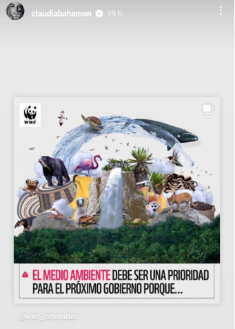 Claudia Bahamón y su publicación para cuidar el medio ambiente