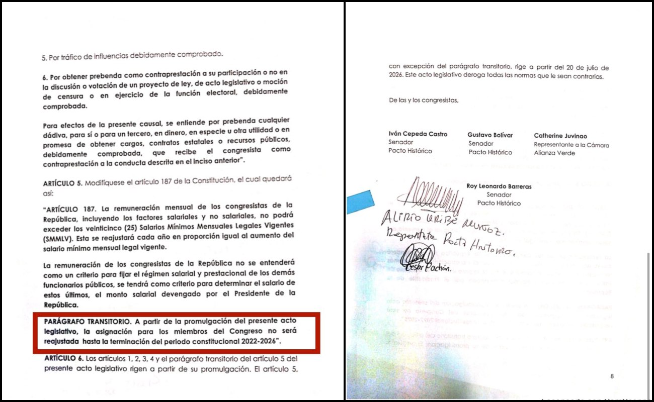 Proyecto Pacto Histórico reducción de salarios