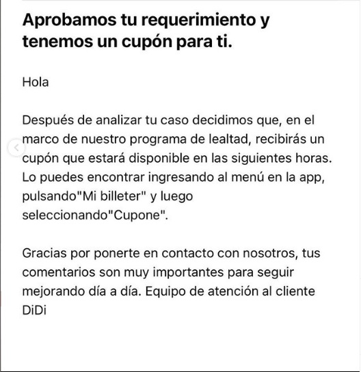 Respuesta de plataforma caso de acoso