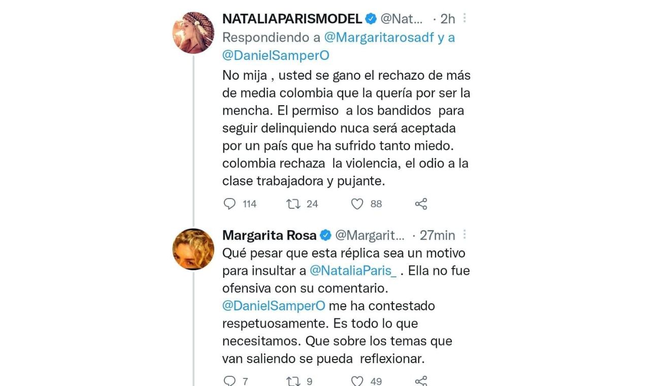 Natalia París criticó a Margarita Rosa de Franciso