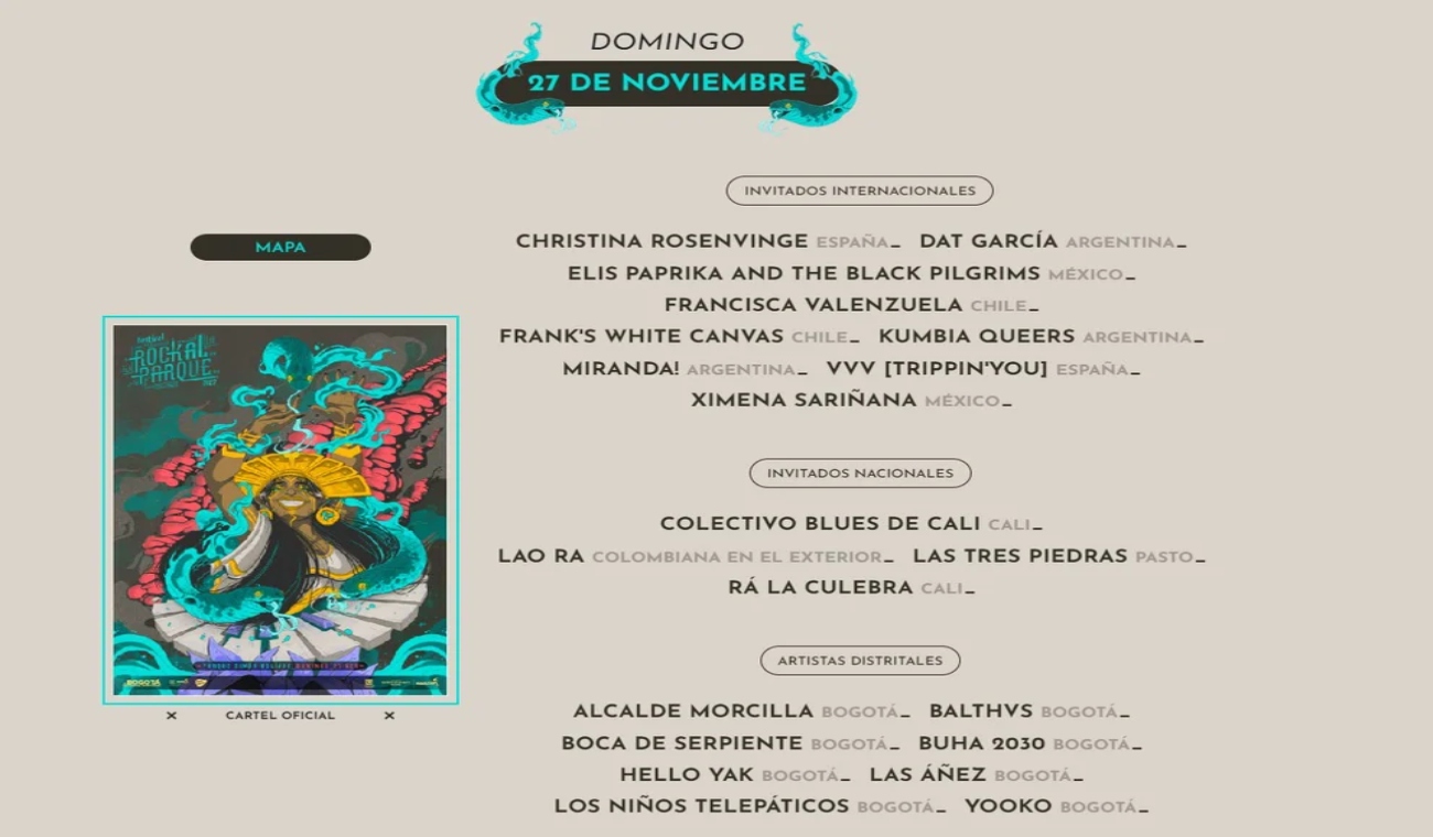 Rock al Parque: Domingo 27 de noviembre
