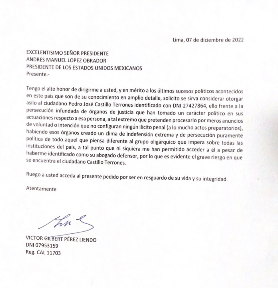 Carta de asilo