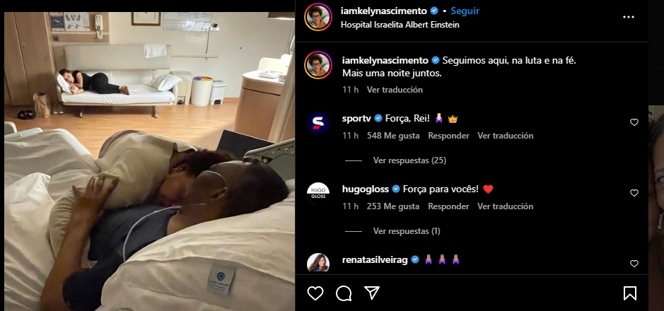 Pelé y su hija en el hospital 