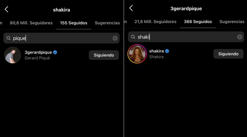 Shakira y Piqué se siguen en Instagram