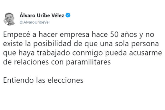 El trino de Uribe sobre paramilitarismo
