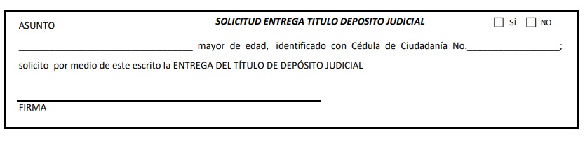 Entrega título depósito judicial