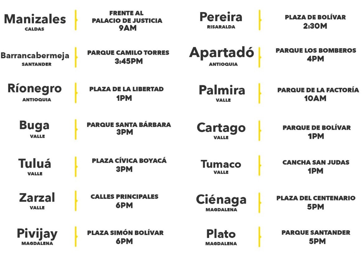 Estas son las ciudades y horarios donde se realizará la manifestación