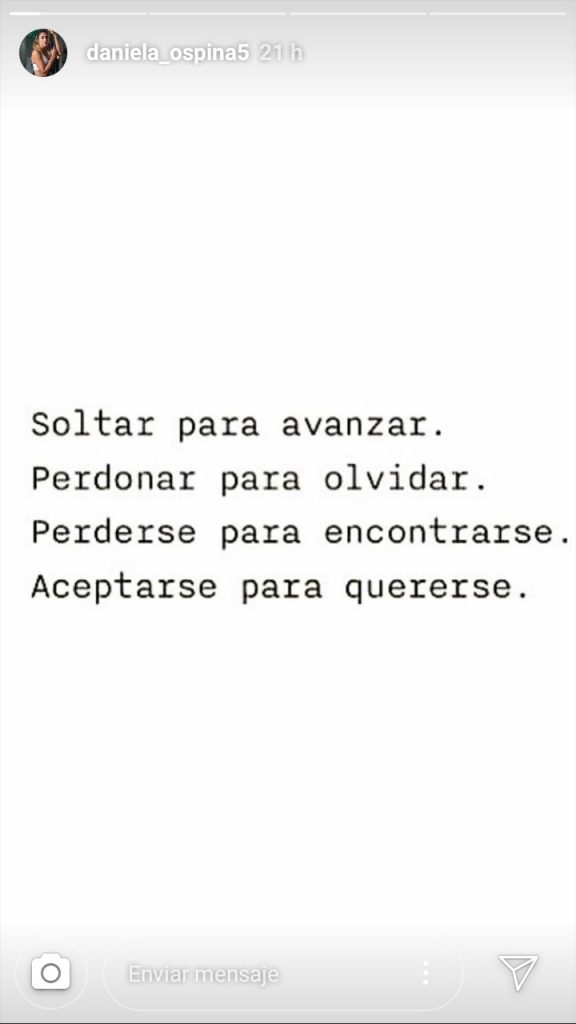 Reflexión de Daniela Ospina en Instagram