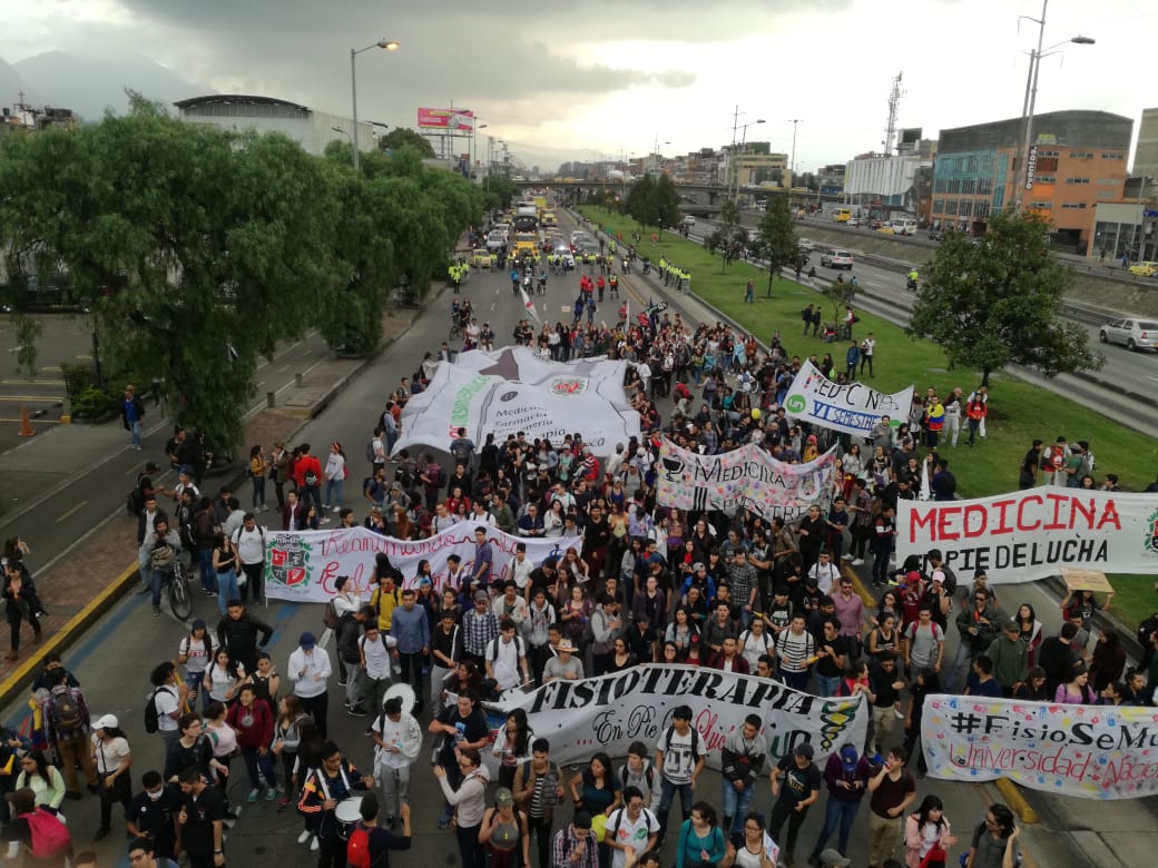 Marcha de estudiantes en Bogotá