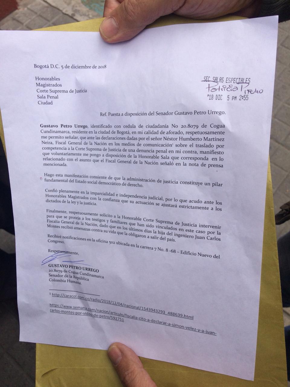 Carta de Petro Carta de Petro
