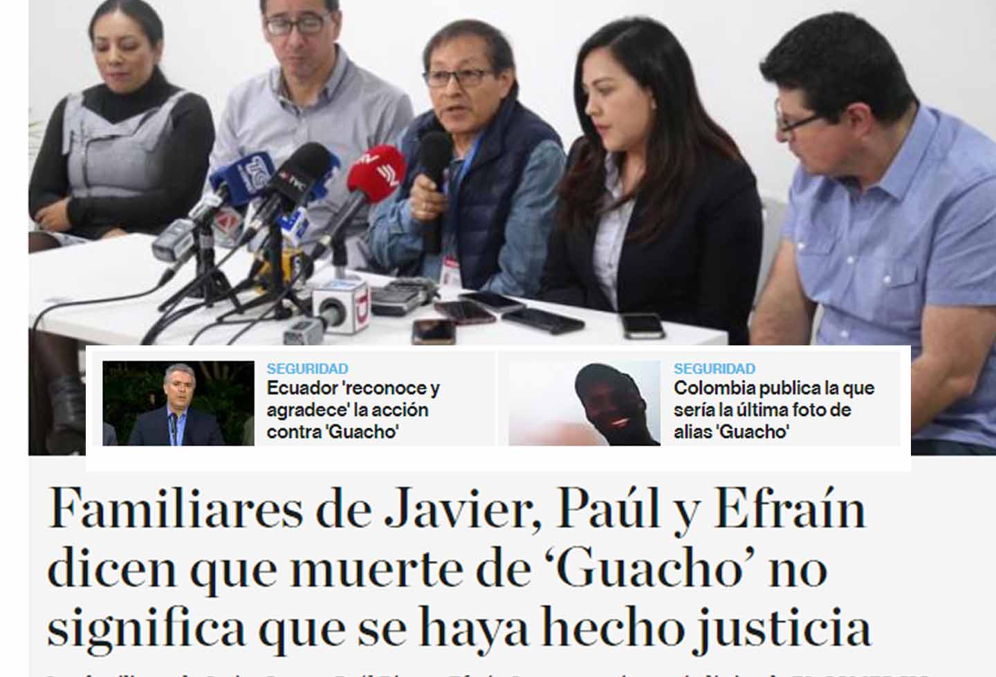 El Comercio destacó la noticia colombiana dentro de su home.