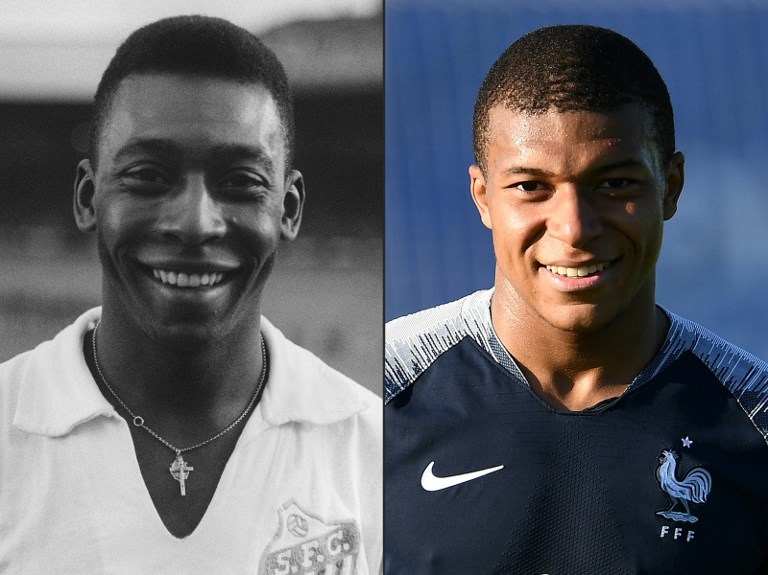 Edson Arantes do Nascimento, Pelé (izq) y Kylian Mbappé (der) Edson Arantes do Nascimento, Pelé (izq) y Kylian Mbappé (der)