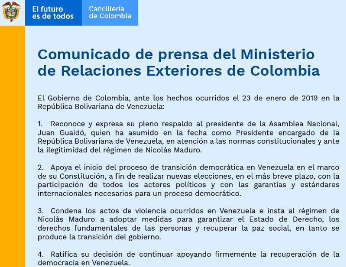 Comunicado Cancillería